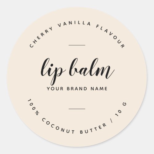 Modern beige lip balm label