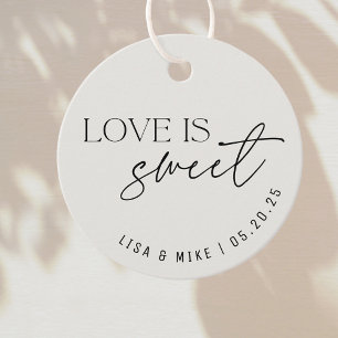 Modern Beige Love is Sweet Wedding Favor Tags