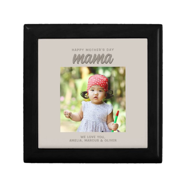 Modern Beige Mama Kids Photo Mother's Day  Gift Box (Front)