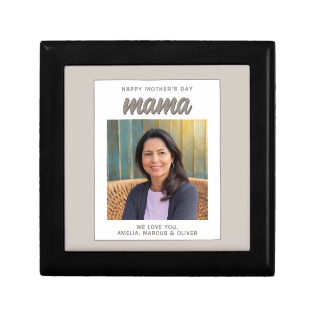 Modern Beige Mama Kids Photo Mother's Day  Gift Box (Front)