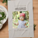 Modern Beige Mama Kids Photo Mother's Day  Kitchen Towel<br><div class="desc">Modern Beige Mama Kid's Names Mother's Day kitchen towel. Beige towel with a custom photo. Happy Mother's Day text,  mama and text with children's names. Lovely keepsake for mother.</div>