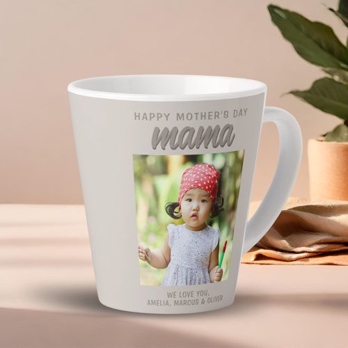 Modern Beige Mama Kids Photo Mothers Day  Latte Mug
