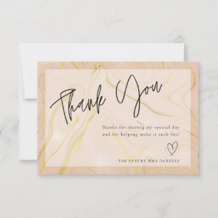 Modern Beige Marble Bridal Shower Thank You Card