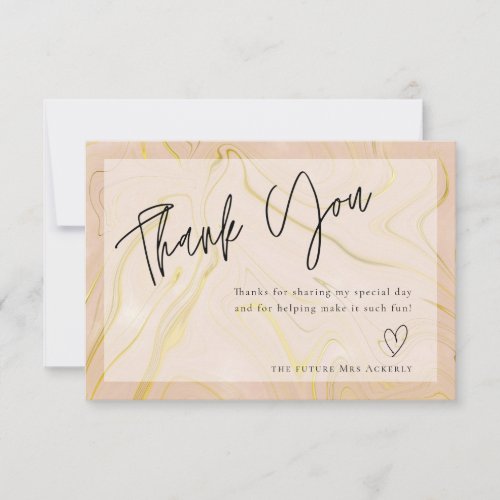 Modern Beige Marble Bridal Shower Thank You Card