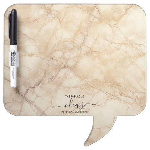 Modern beige marble name dry erase board