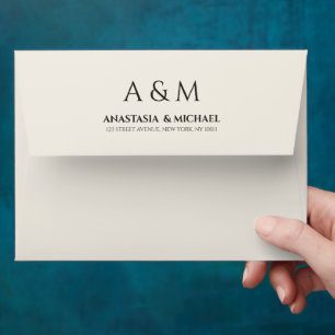 Modern beige minimalist wedding envelope