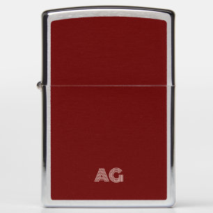 Modern Beige Monogram and Wine Zippo Lighter