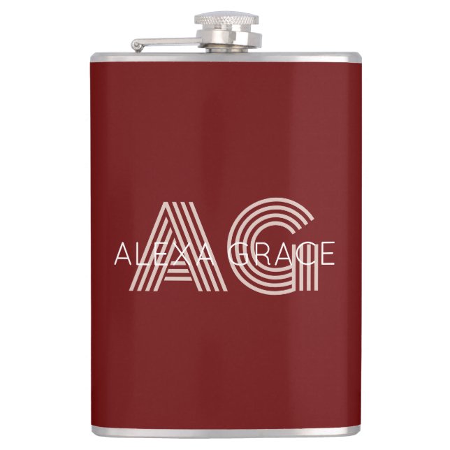 Modern Beige Monogram Flask (Front)