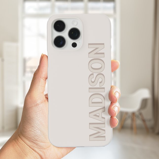Modern Beige Monogram Name Case-Mate iPhone Case (Creator Uploaded)