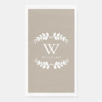 Modern Beige Monogrammed Paper Guest Towels by heartlockedhome at Zazzle