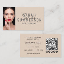 Modern Beige Nail Salon QR Code Photo