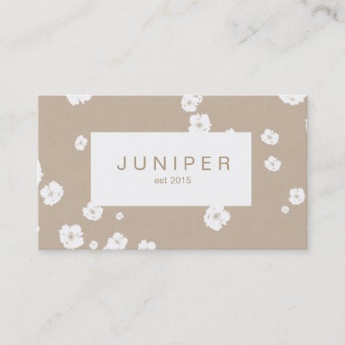 Modern Beige Natural and White Flower Business Card