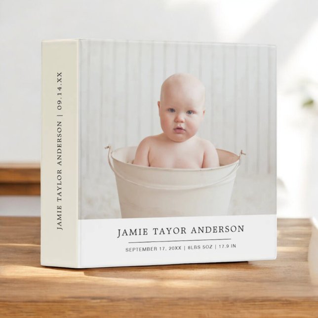 Modern Beige New Baby First Year Photo Ring Binder (Creator Uploaded)