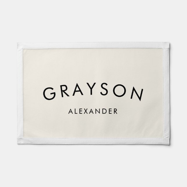 Modern Beige Nursery Kids Room Custom Name Wall  Pennant (Front)