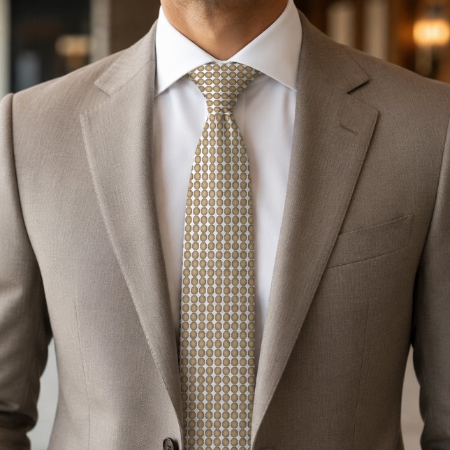 Modern Beige Octagon Pattern Neck Tie (Creator Uploaded)