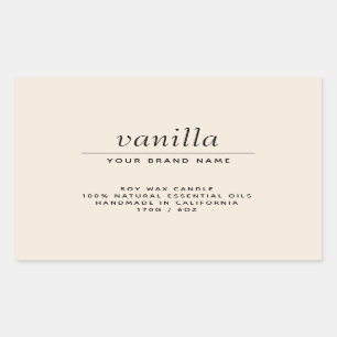 Modern beige packaging candle product rectangular sticker