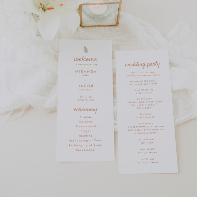 Modern Beige Palm Leaf Summer Wedding Program (Creator Uploaded)