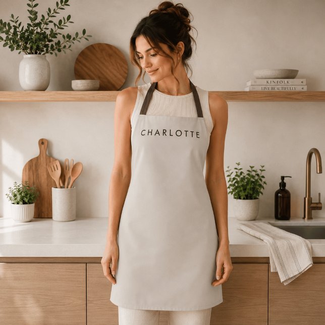 Modern Beige Personalized Name Apron (Creator Uploaded)