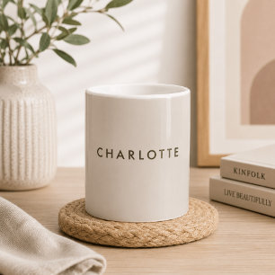 Modern Beige Personalized Name Coffee Mug