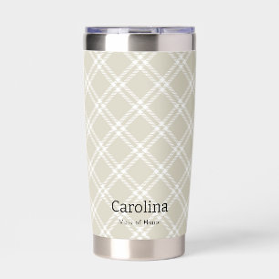 Modern Beige Plaid Bridesmaid Proposal Insulated Tumbler