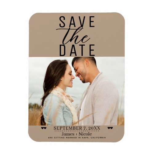 Modern Beige Save the Date Wedding Photo Magnet