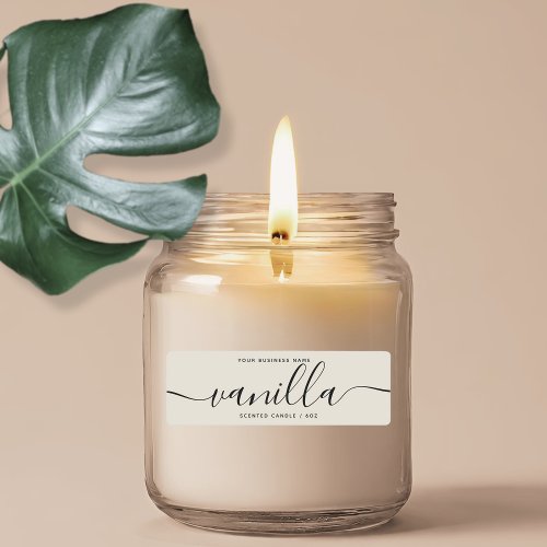 Modern beige script candle product label