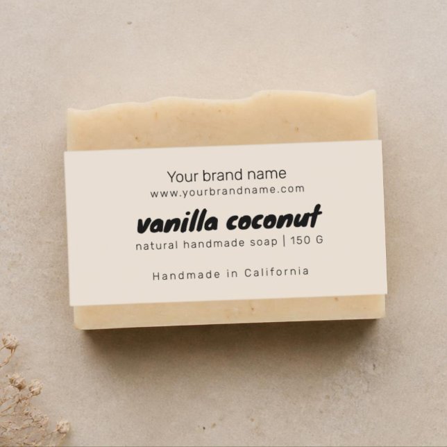 Modern beige soap packaging ingredients label (Creator Uploaded)