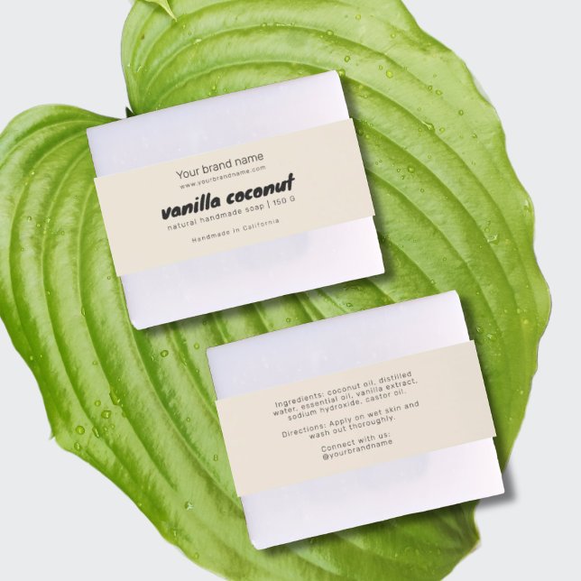 Modern beige soap packaging ingredients wrap label (Creator Uploaded)
