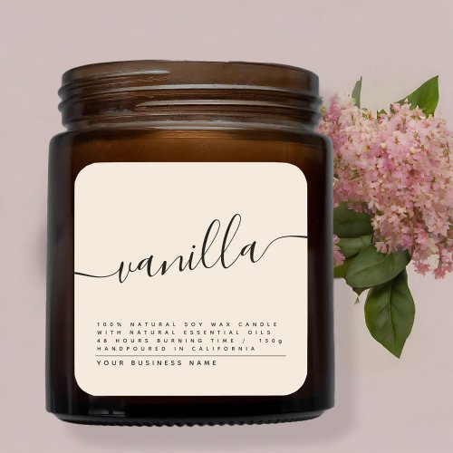 Modern beige soy candle label