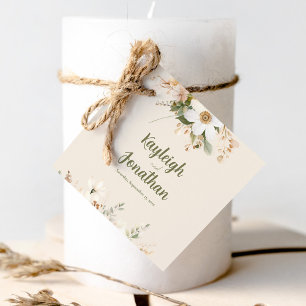 Modern Beige Watercolor Floral Wedding Favor Favor Tags