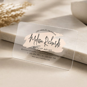 Modern Beige Watercolor Script Lashes Beauty Spa Clear Business Cards