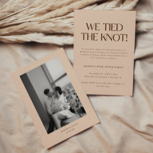 Modern Beige Wedding Elopement & Reception Party Invitation