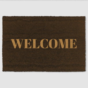Modern Beige Welcome Personalized Coir Mat