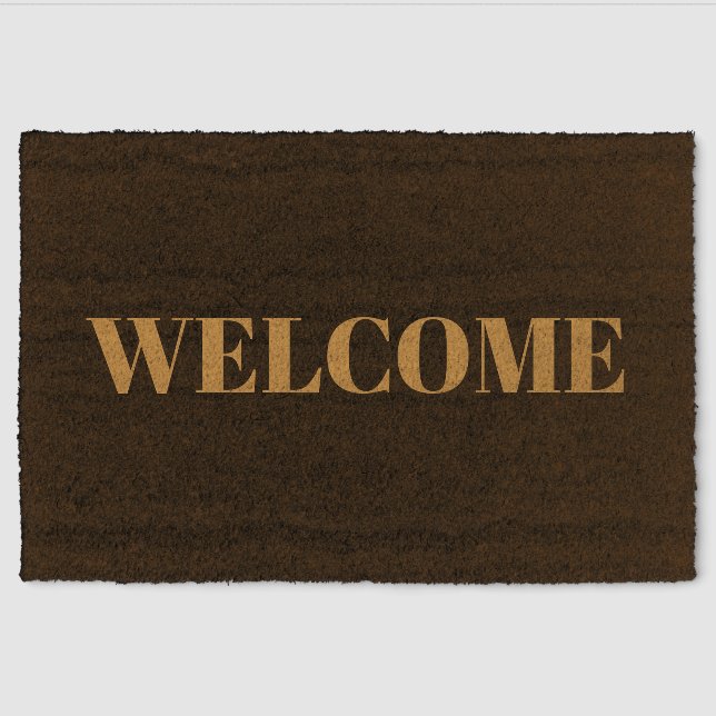 Modern Beige Welcome Personalized Coir Mat (Front)