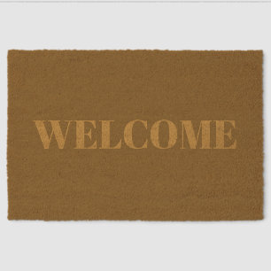 Modern Beige Welcome Personalized Coir Mat