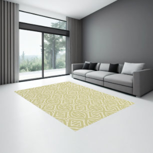 Modern Beige & White Abstract Geometric Pattern  Rug