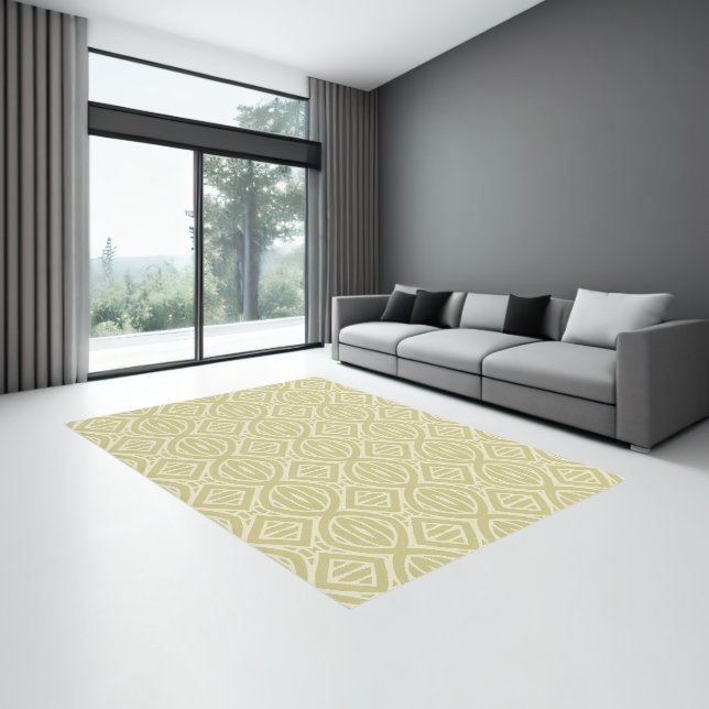 Modern Beige & White Abstract Geometric Pattern  Rug (Insitu (Indoor 3))
