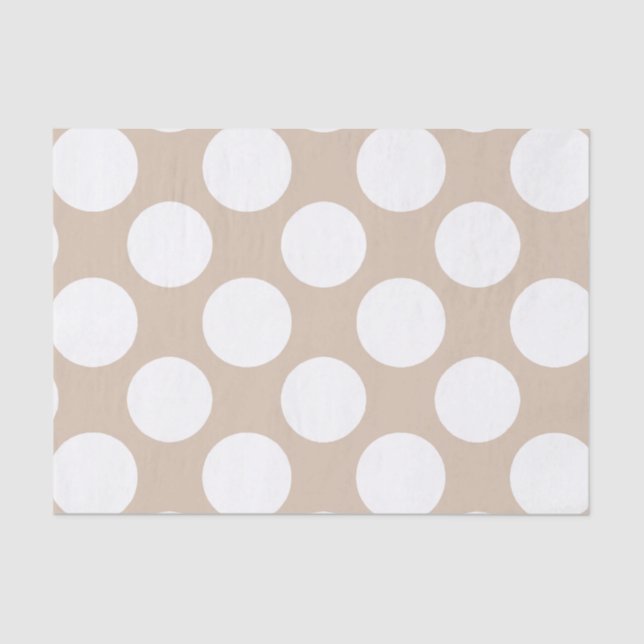 Modern Beige White Polka Dots Pattern Tissue Paper (Front)