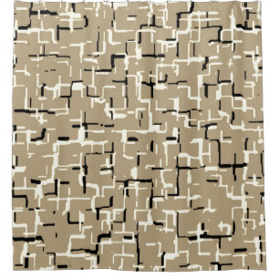 Modern Beige with Unique Black and White Pattern Shower Curtain