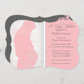 Modern Belly Silhouette Lace Baby Shower Invites (Front/Back)