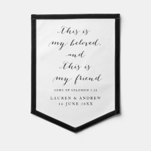 Modern Beloved Scripture Wedding Keepsake Pennant