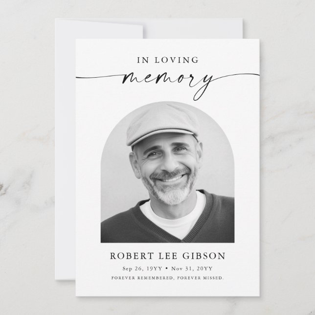 Modern Bereavement Sympathy Funeral Memorial Photo Thank You Card (Front)