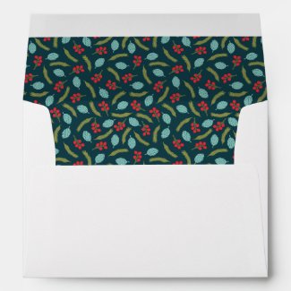 Modern Berries and Pine Pattern Pre-Addressed Envelope