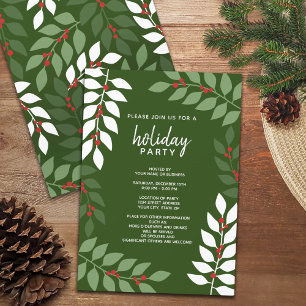 Modern berries branches - Cocktail Holiday Party Invitation
