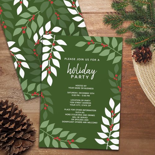 Modern berries branches _ Cocktail Holiday Party Invitation