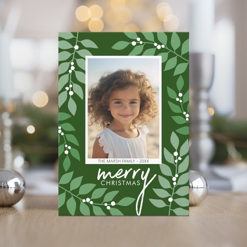 Modern berries eucalyptus branches _ photo olive holiday card
