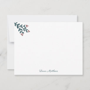 Modern Berries Illustration Elegant Christmas Note Card