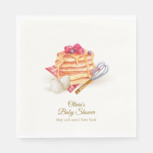 Modern Berry Pancake Egg Whisk Brunch Baby Shower  Napkins (Front)
