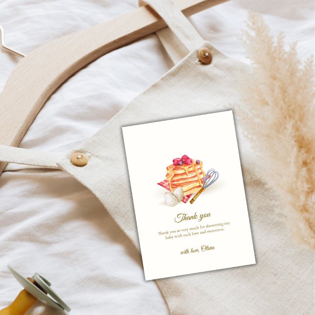 Modern Berry Pancake Egg Whisk Brunch Baby Shower  Thank You Card (Modern Berry Pancake Egg Whisk Brunch Baby Shower Thank You Card)