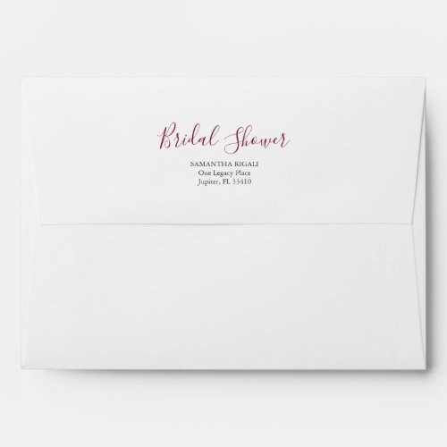 Modern Berry Red Pre Addressed Bridal Shower Envelope